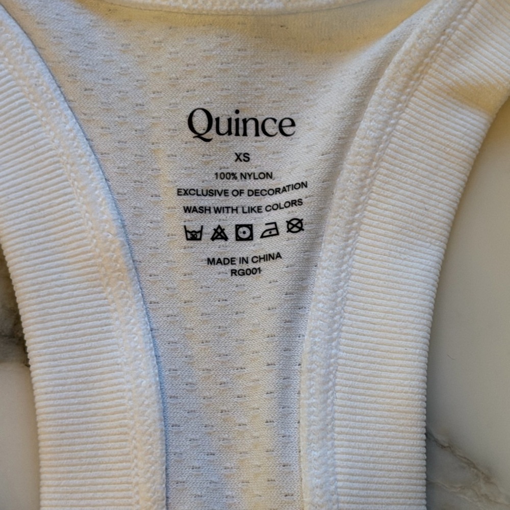 NWT Quince Seamless Ruched Tank Top White Stretch Active Racerback Sz XS - Picture 7 of 7